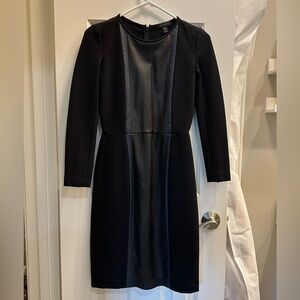 J Crew Black Dress with Leather Accents 00